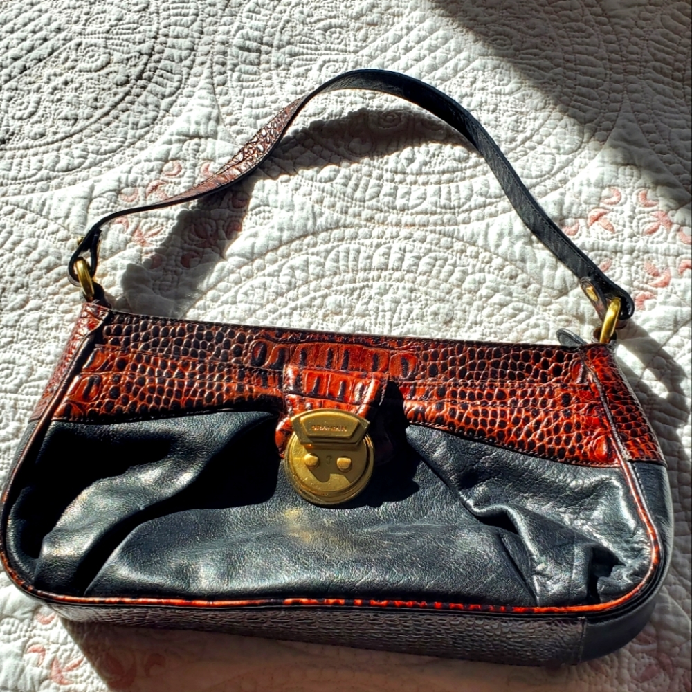 Brahmin black and brown hand bag
